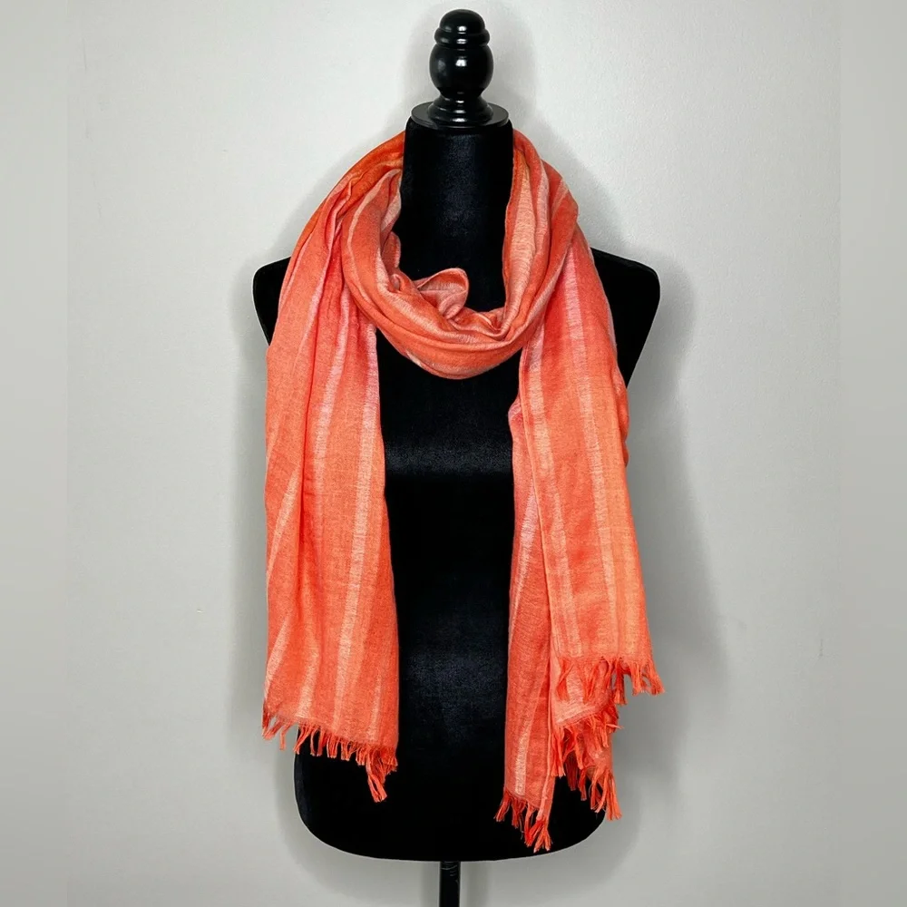 Orange Ombre Oversized Scarf Lightweight Summer Jacket Light Wrap Dress Wedding
